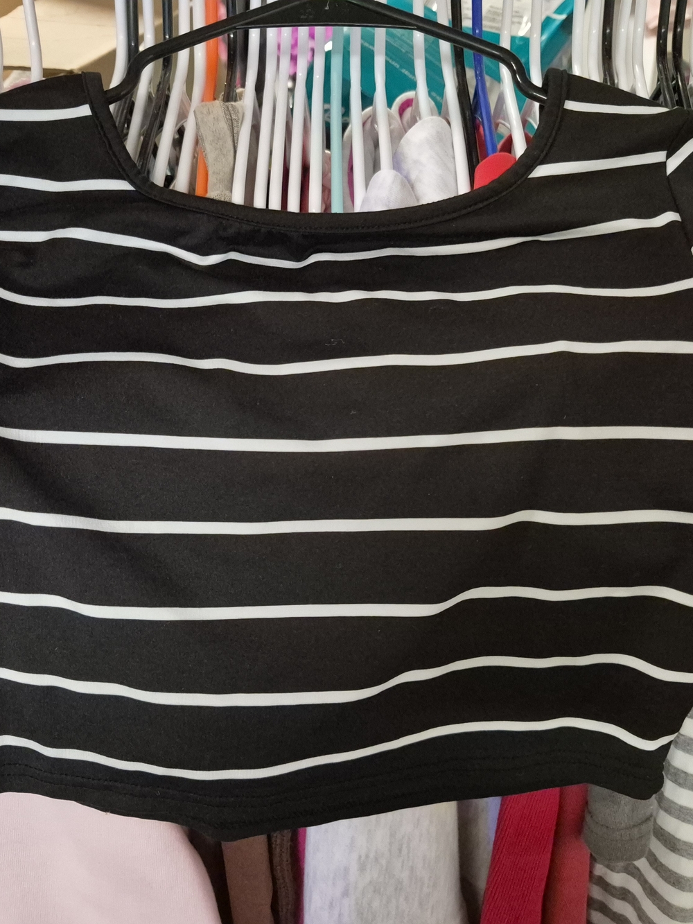 SHEIN Striped Short Sleeve Top Black & White Medium
